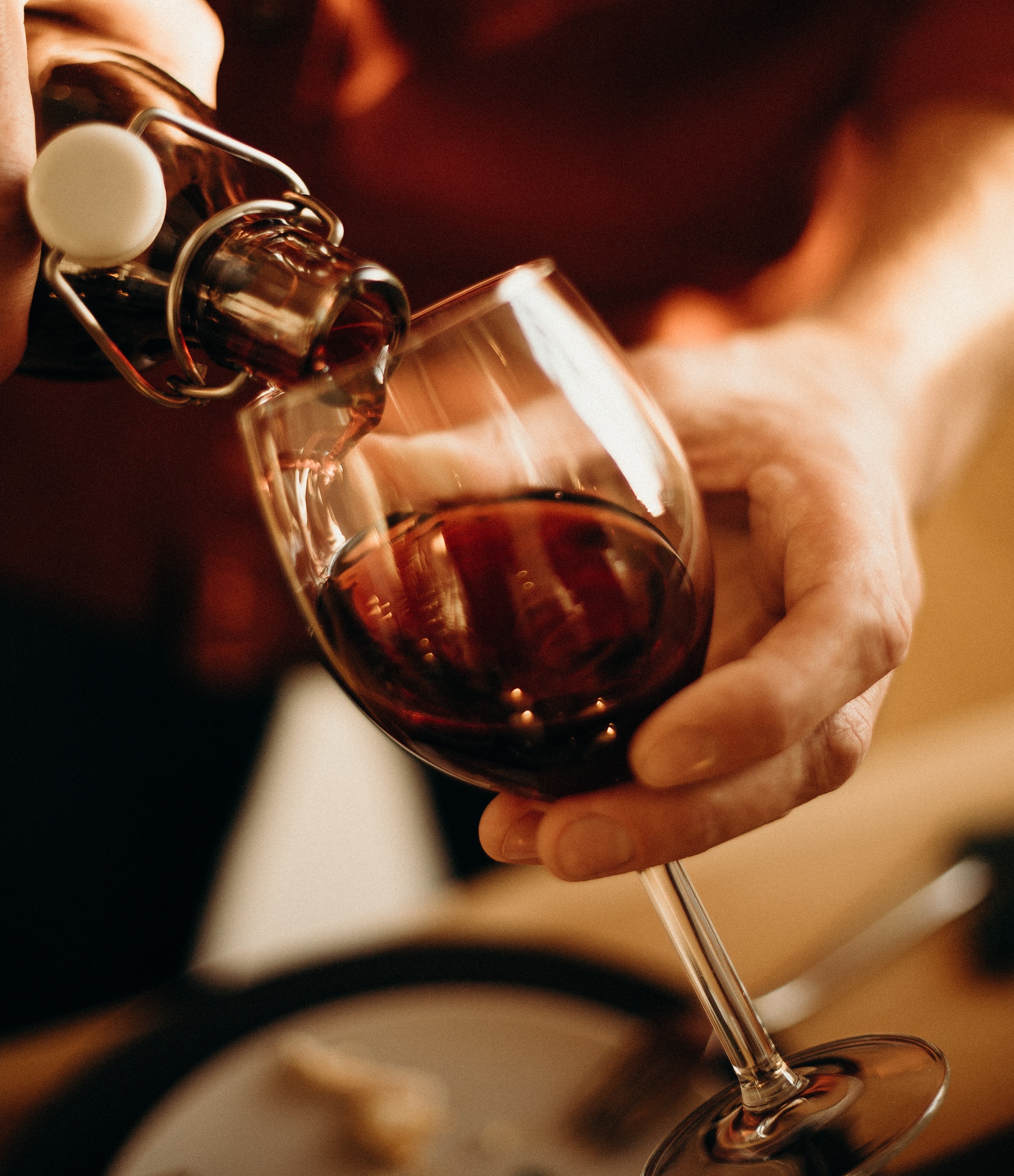 wine poured into a glass